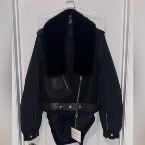 NWT Alexander Wang Coat with removable Mink Collar